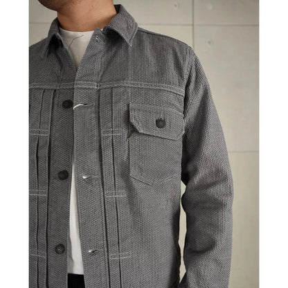 Pure Blue Japan 6220 GRY Sashiko Gray x Black Denim Type 2
