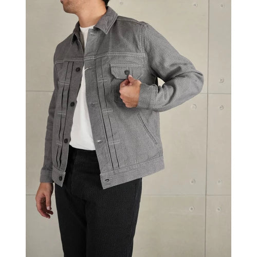 Pure Blue Japan 6220 GRY Sashiko Gray x Black Denim Type 2