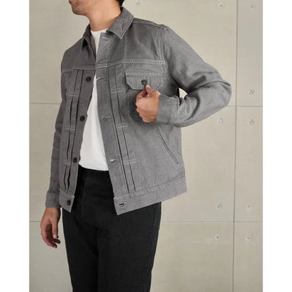 Pure Blue Japan 6220 GRY Sashiko Gray x Black Denim Type 2