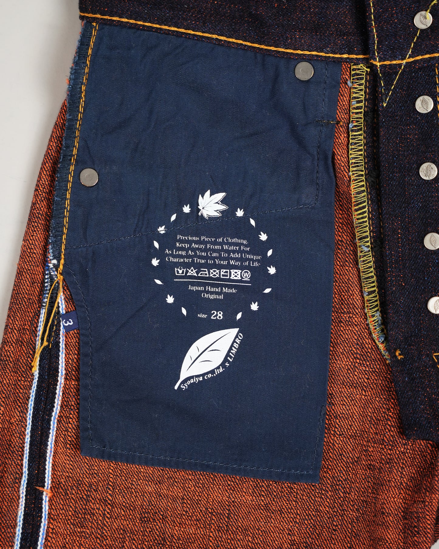 Pure Blue Japan PBJ-LIM-IA019 Indigo x Orange Selvedge Jeans (Relax Tapered)