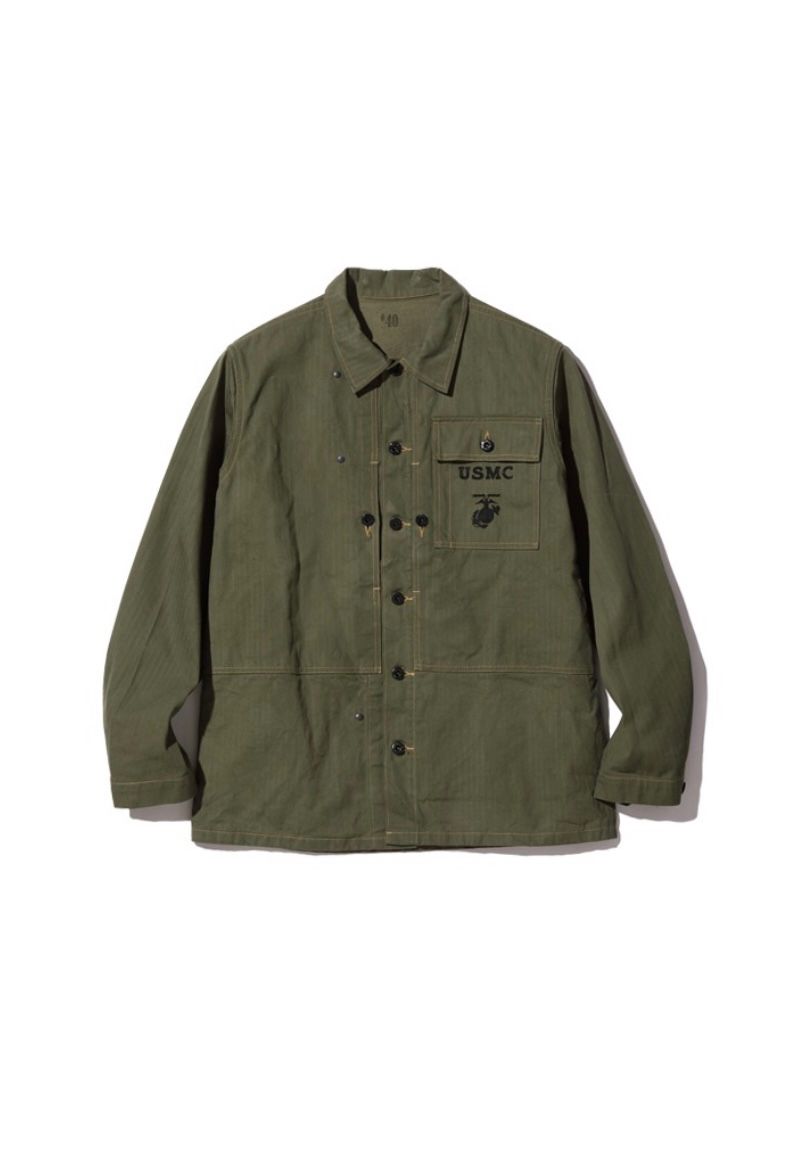 Buzz Rickson’s Lot BR15123 149OLV USMC M-1944 Herringbone Utility Jacket