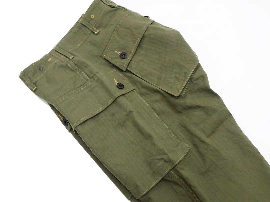 Buzz Rickson Cargo Pants Men's USMC P44 Combat Herringbone Trousers HBT P-44 Monkey Pants BR42501 Olive