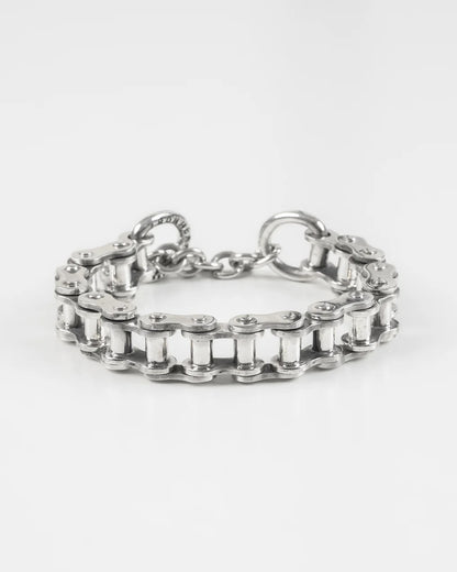 Iron Heart Motorcycle Chain Bracelet Sterling Silver