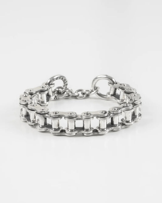 Iron Heart Motorcycle Chain Bracelet Sterling Silver