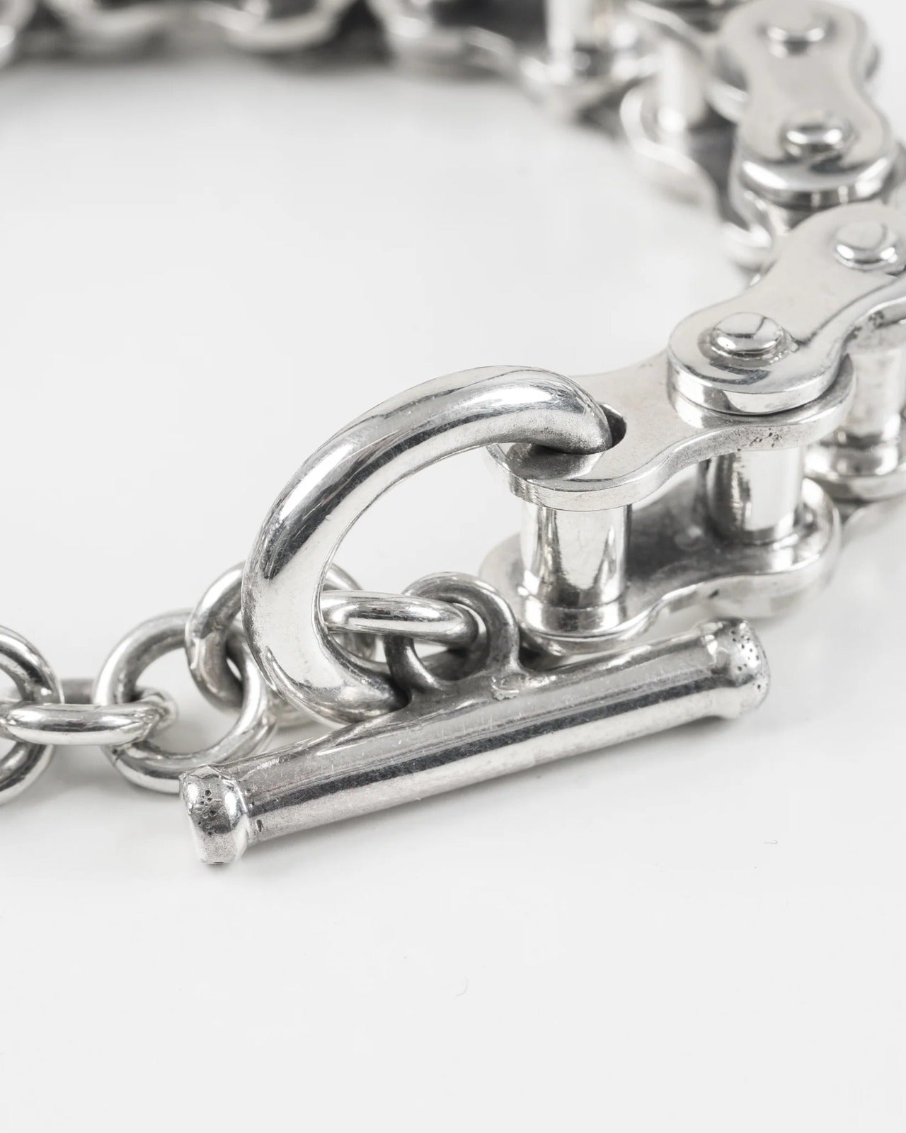 Iron Heart Motorcycle Chain Bracelet Sterling Silver