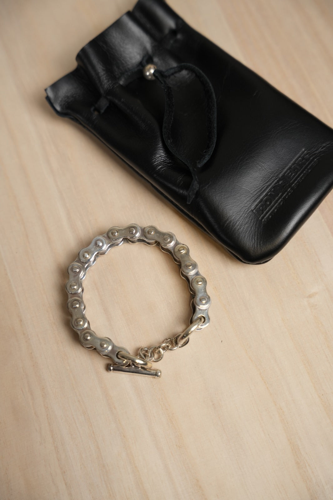 Iron Heart Motorcycle Chain Bracelet Sterling Silver
