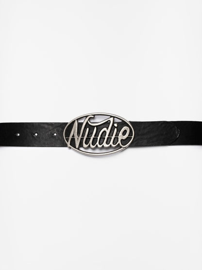 Nudie Buckle Leather Belt Black