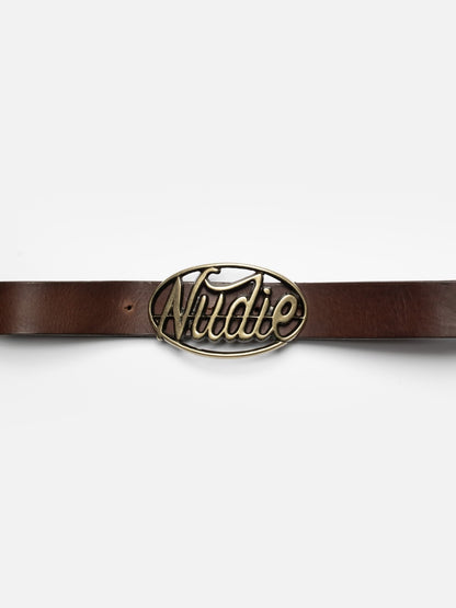 Nudie Buckle Leather Belt B40/Dark Brown