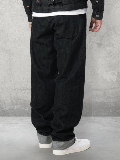 The Flat Head FN-PA-DB004 12.5oz BLACK DENIM PANTS WIDE TAPERED