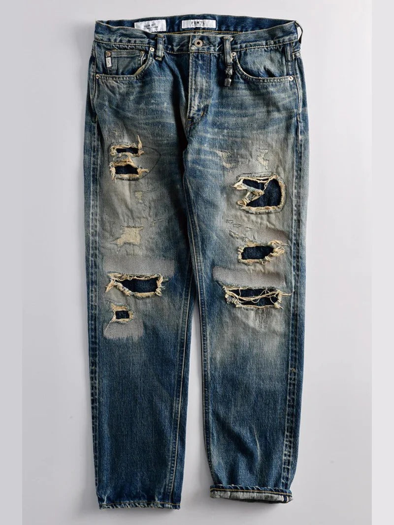 FDMTL FA25MG131 Indigo Patchwork Classic Fit Denim