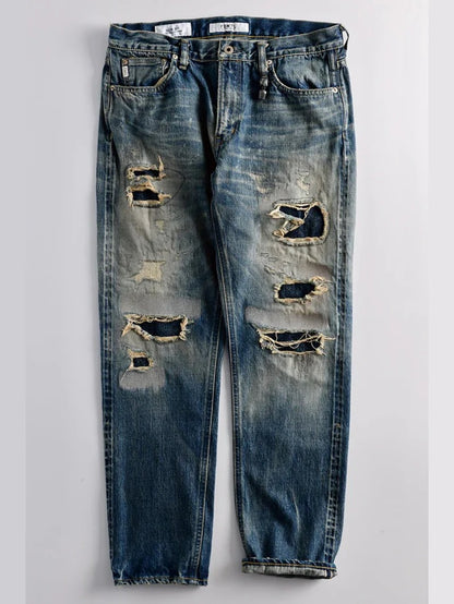 FDMTL FA25MG131 Indigo Patchwork Classic Fit Denim