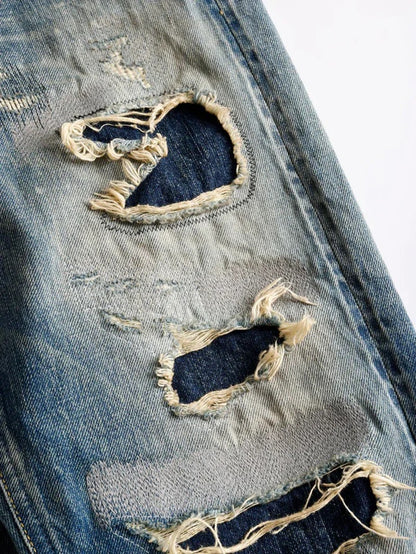 FDMTL FA25MG131 Indigo Patchwork Classic Fit Denim