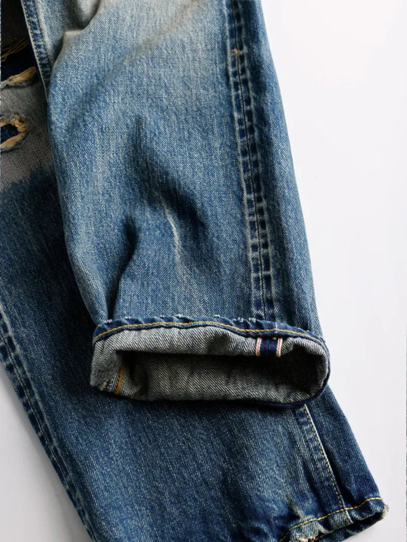 FDMTL FA25MG131 Indigo Patchwork Classic Fit Denim