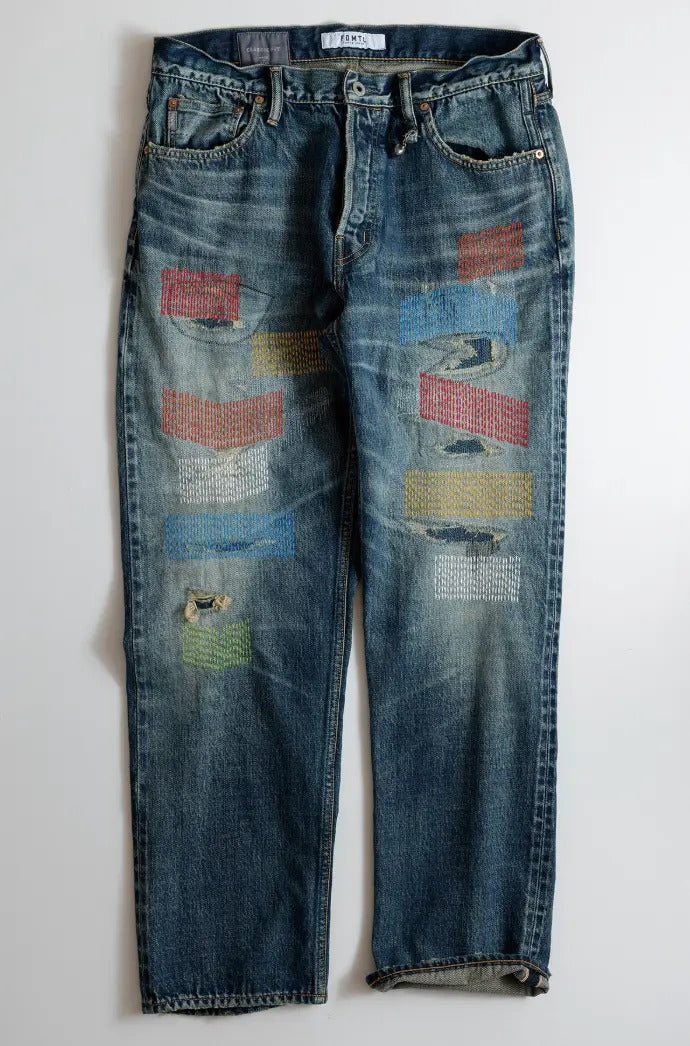 FDMTL FA25MT129 Indigo Patchwork Slim Fit Denim