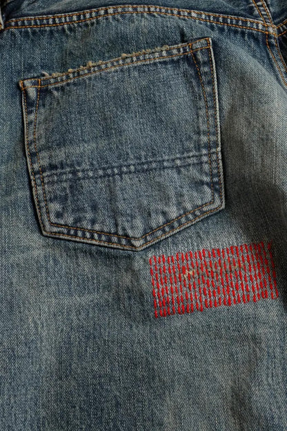 FDMTL FA25MT129 Indigo Patchwork Slim Fit Denim