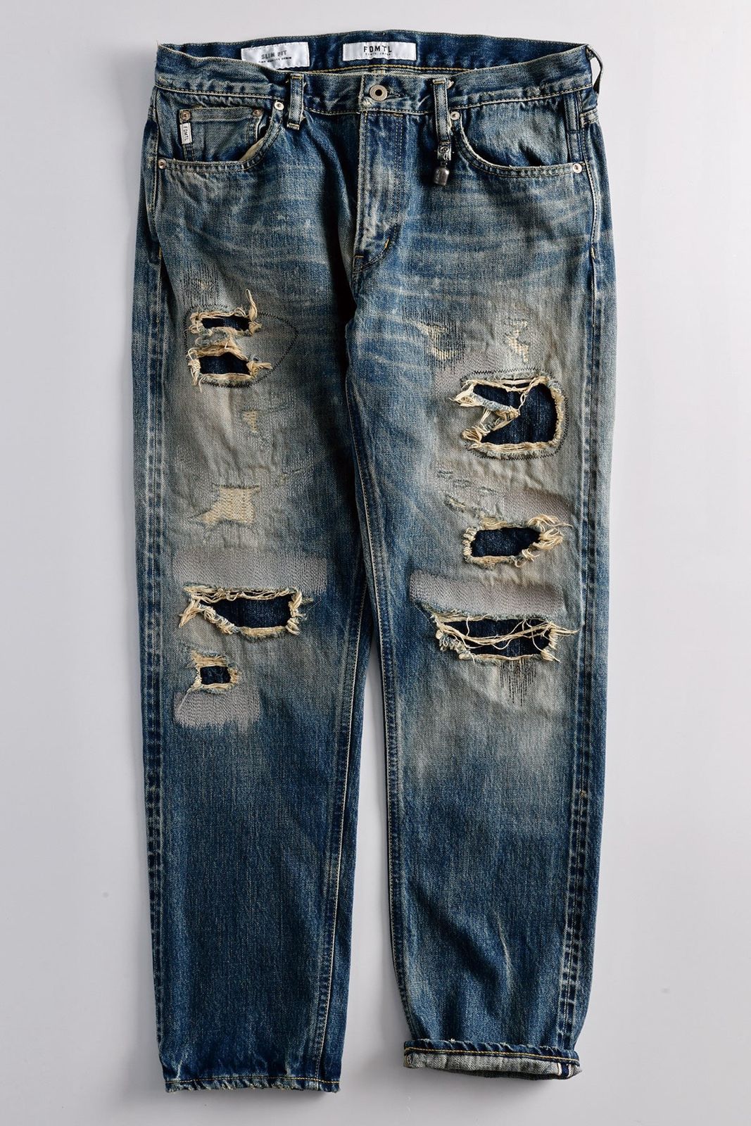 FDMTL FA25MT131 Indigo Patchwork Slim Fit Denim