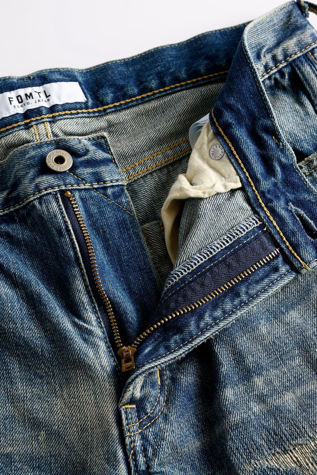 FDMTL FA25MT131 Indigo Patchwork Slim Fit Denim