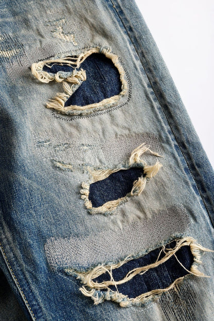 FDMTL FA25MT131 Indigo Patchwork Slim Fit Denim