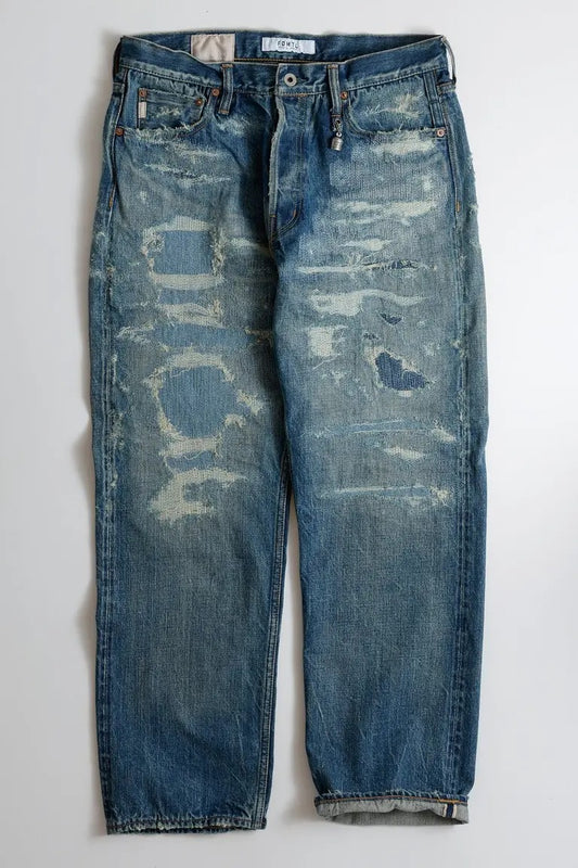FDMTL FA25MT132 Indigo Patchwork Slim Fit Denim