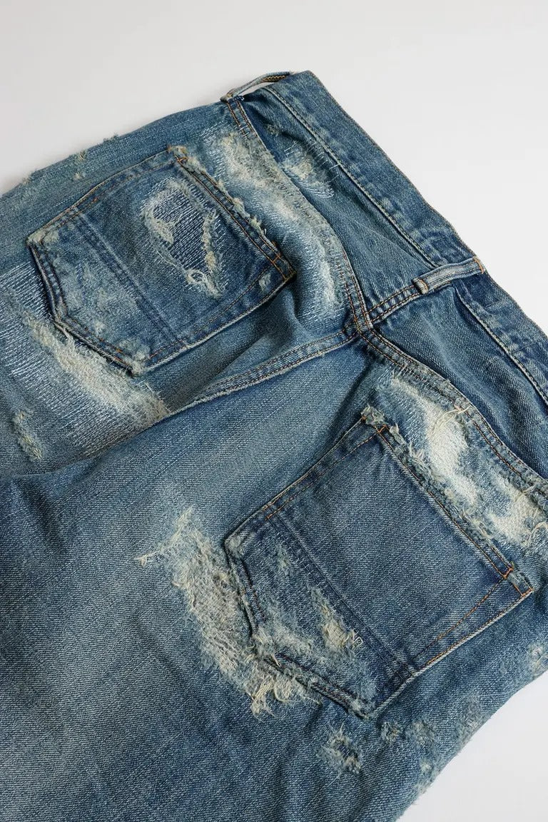 FDMTL FA25MT132 Indigo Patchwork Slim Fit Denim