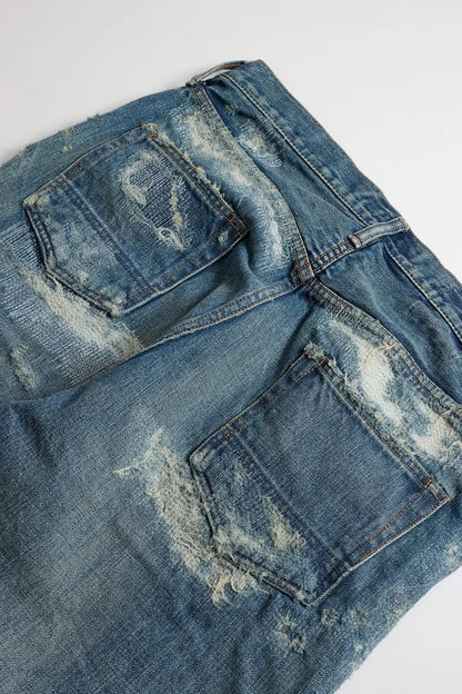 FDMTL FA25MT132 Indigo Patchwork Slim Fit Denim