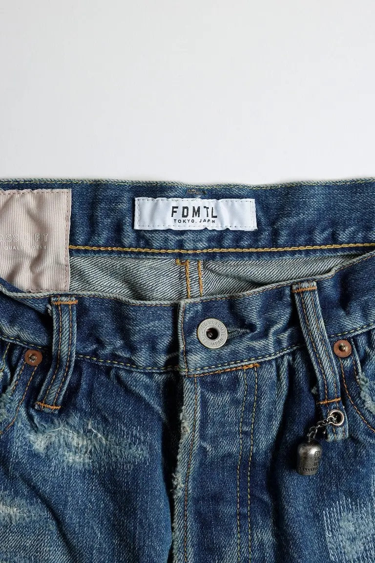 FDMTL FA25MT132 Indigo Patchwork Slim Fit Denim