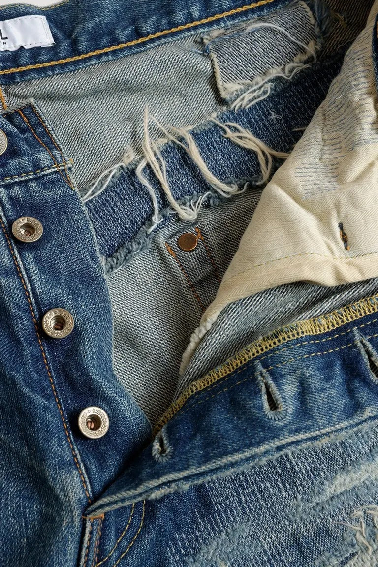 FDMTL FA25MT132 Indigo Patchwork Slim Fit Denim