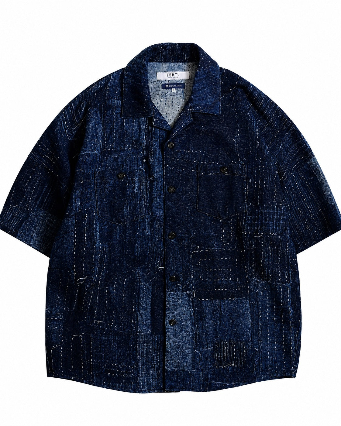 FDMTL BORO S/S SHIRT RINSE FA26/SH27R INDIGO