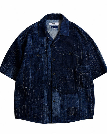FDMTL BORO S/S SHIRT RINSE FA26/SH27R INDIGO
