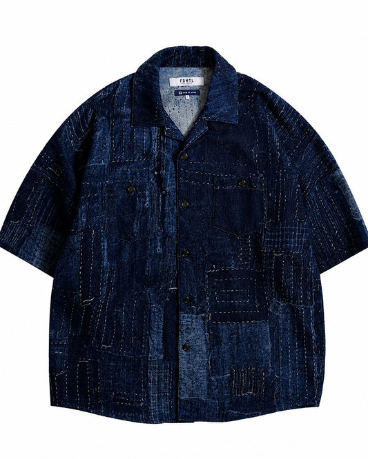 FDMTL BORO S/S SHIRT RINSE FA26/SH27R INDIGO