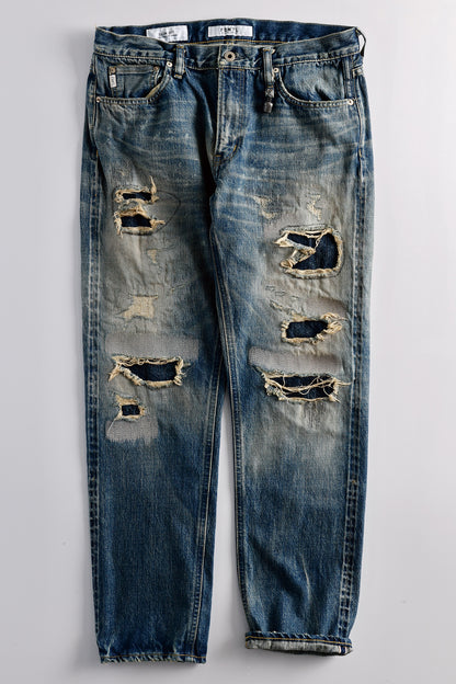 FDMTL FA25MG131 Indigo Patchwork Classic Fit Denim