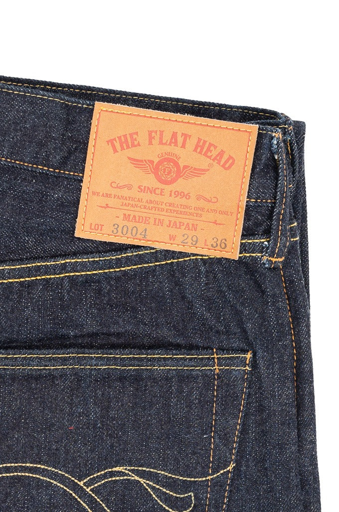 The Flat Head FN-3004 Wide Tapered Jeans Selvedge One Wash Indigo Size L34 W32
