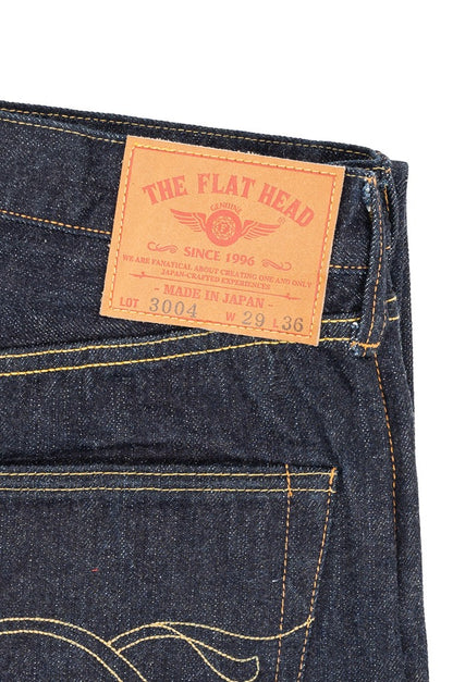 The Flat Head FN-3004 Wide Tapered Jeans Selvedge One Wash Indigo Size L34 W32