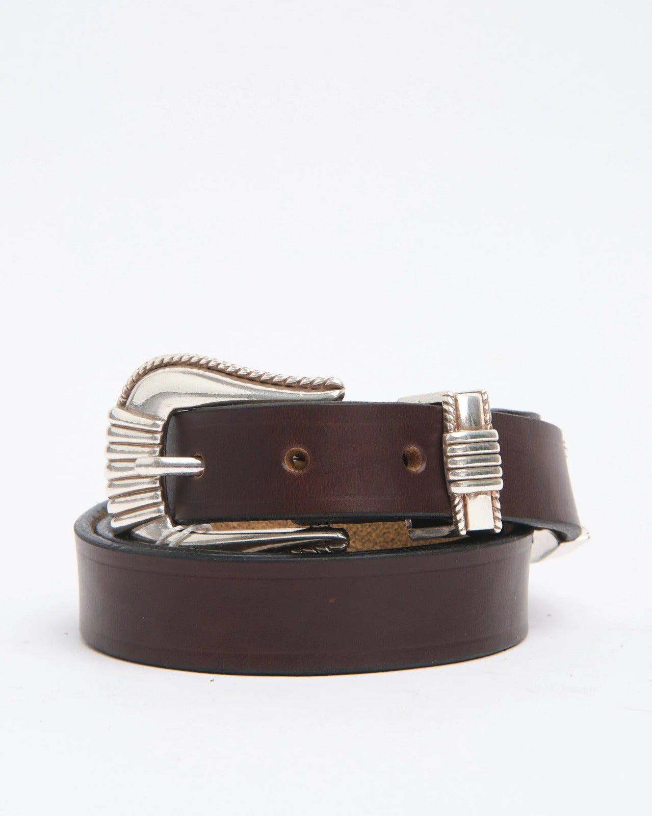 The Flat Head Western Belt FN-BE-L006 3 Piece Chromexcel Brown