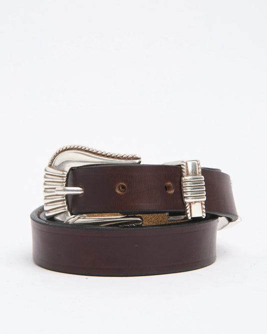 The Flat Head Western Belt FN-BE-L006 3 Piece Chromexcel Brown