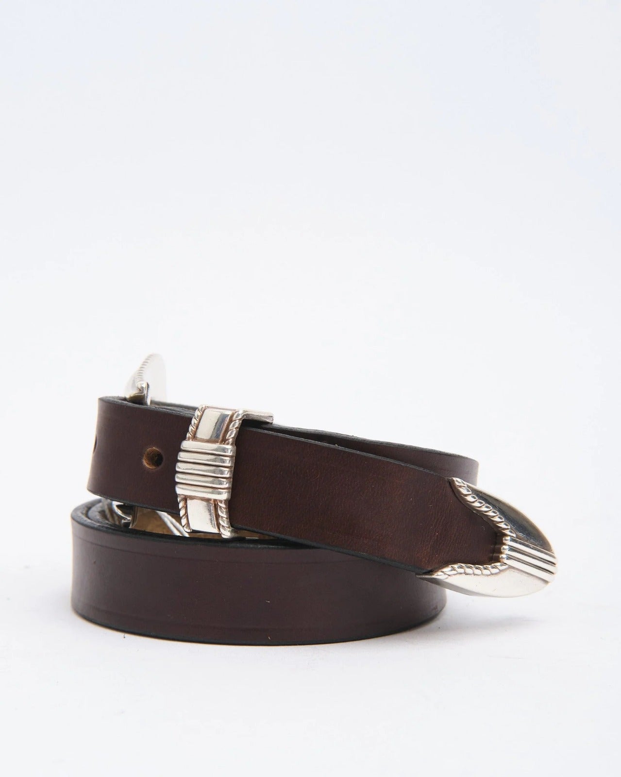 The Flat Head Western Belt FN-BE-L006 3 Piece Chromexcel Brown