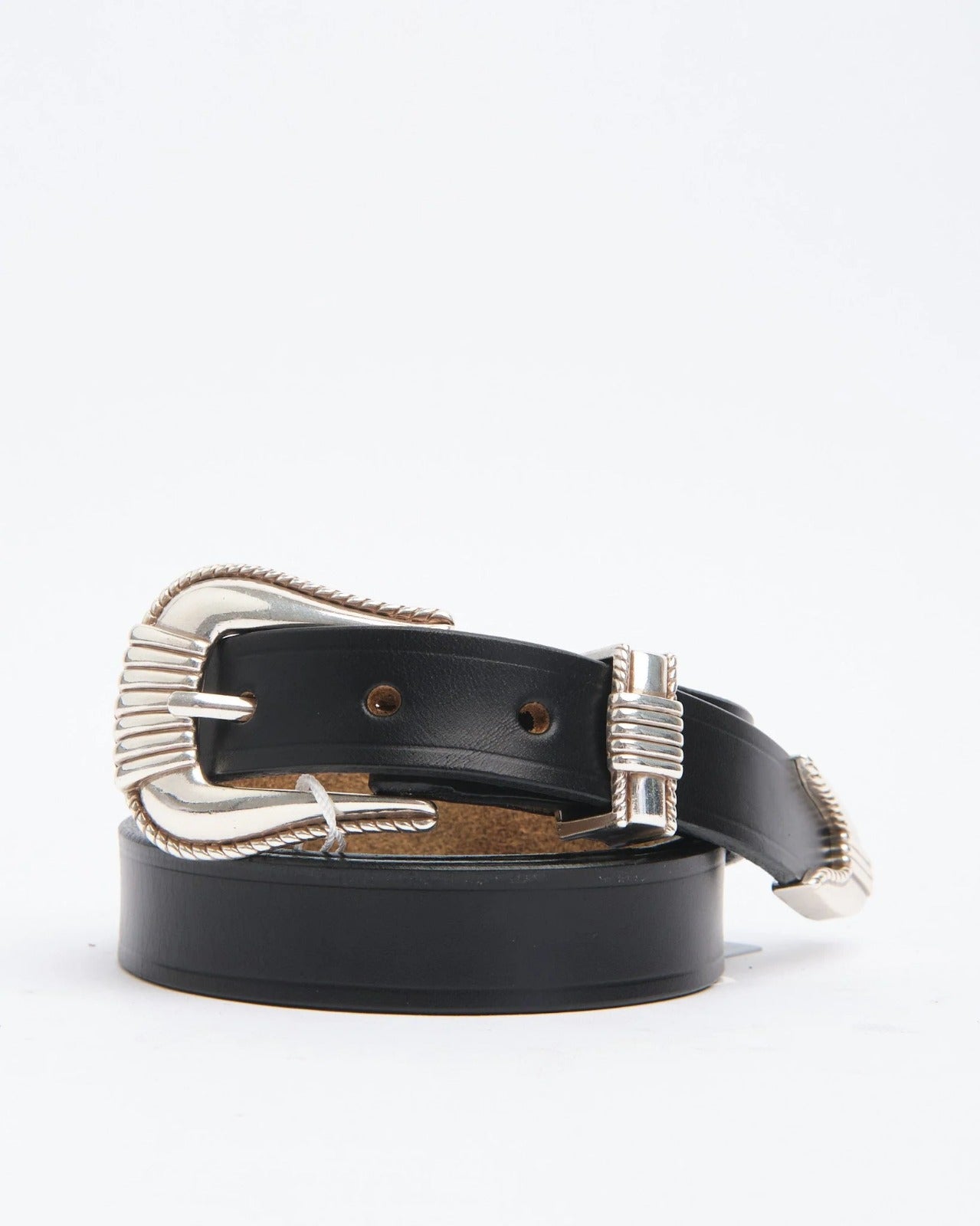 The Flat Head Western Belt FN-BE-L006 3 Piece Chromexcel Black
