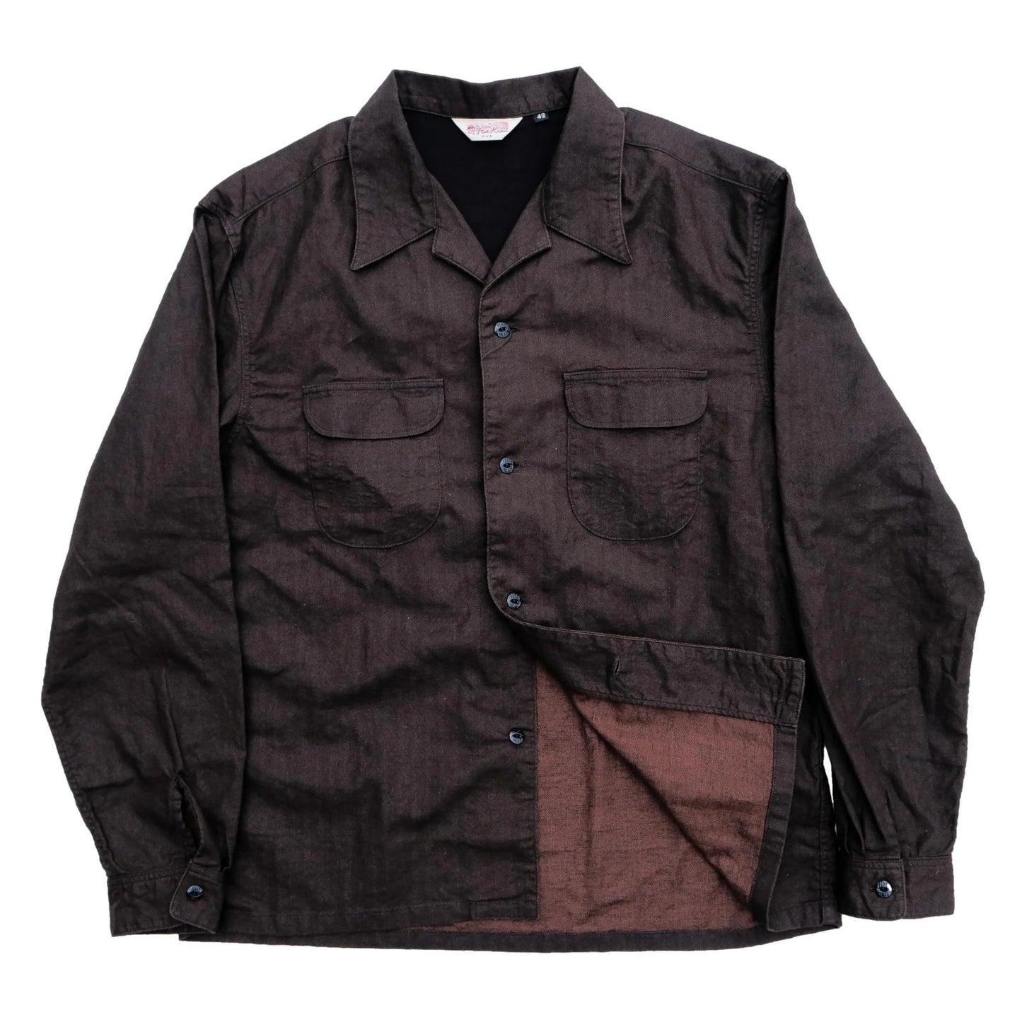 The Flat Head FN-SCR-022L "Bengara" Open Collar L/S Shirt