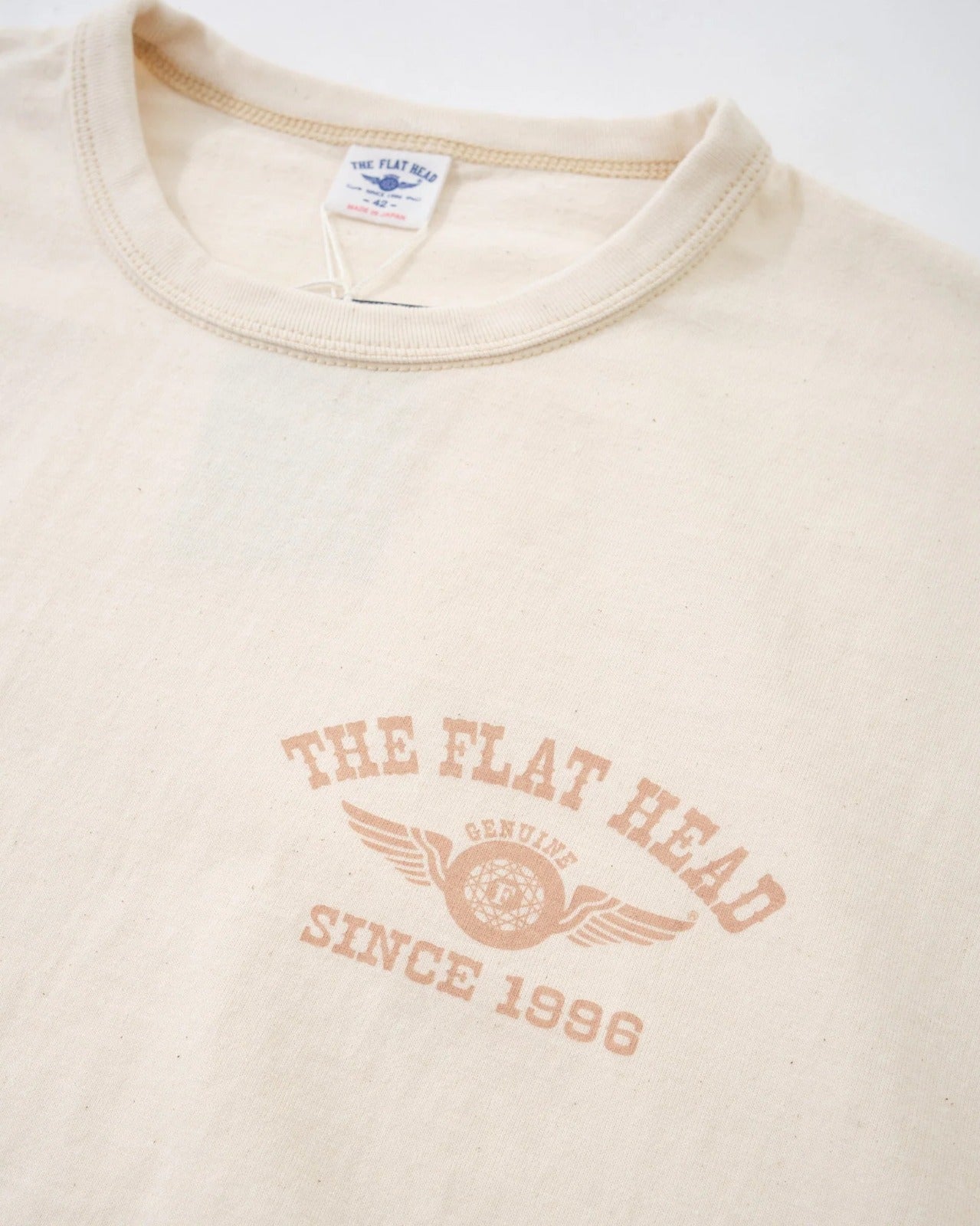 The Flat Head FN-THC-202 Flying Wheel T-shirt Natural