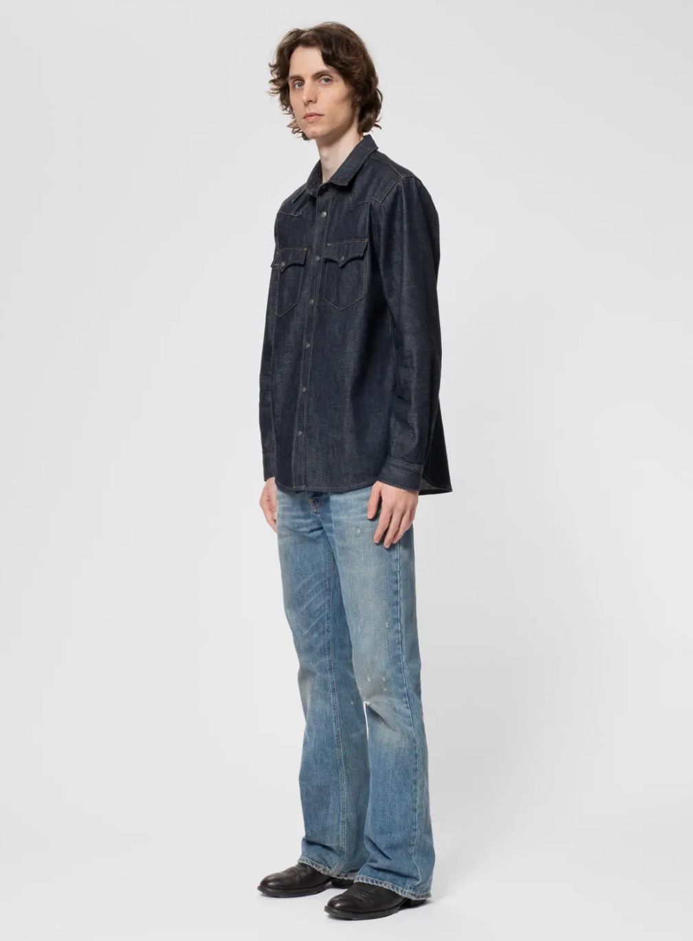 George Ace Models George Ace Selvage Denim Shirt D02/Dry Blue – LIMBRO DENIM