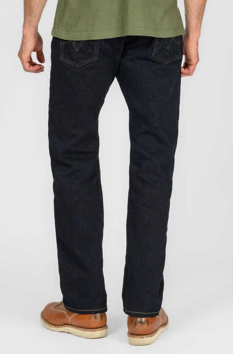 Iron Heart IH-634S-SLBod 16oz Slubby Selvedge Denim Straight Cut Jeans - Indigo Overdyed Black