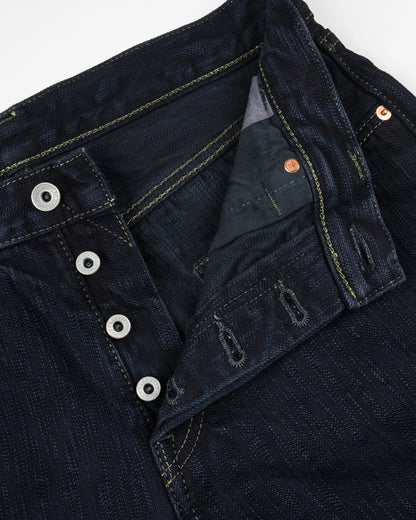 Iron Heart IH-634S-SLBod 16oz Slubby Selvedge Denim Straight Cut Jeans - Indigo Overdyed Black