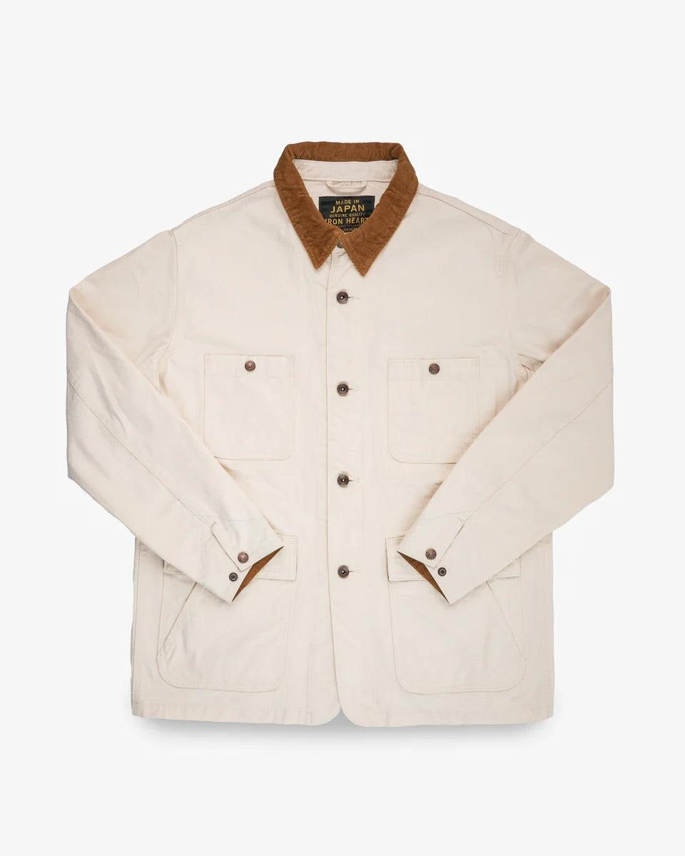 IRON HEART IHJ-148 10oz Kurashikizome Organic Cotton Duck Chore Jacket Ivory