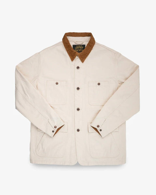 IRON HEART IHJ-148 10oz Kurashikizome Organic Cotton Duck Chore Jacket Ivory