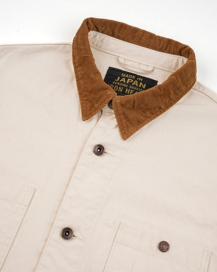 IRON HEART IHJ-148 10oz Kurashikizome Organic Cotton Duck Chore Jacket Ivory