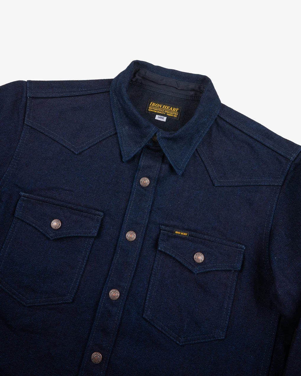 Iron Heart IHSH-409-IB 19oz Selvedge Denim CPO Shirt - Indigo/Black