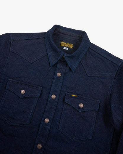 Iron Heart IHSH-409-IB 19oz Selvedge Denim CPO Shirt - Indigo/Black