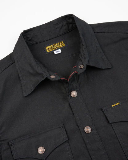 Iron Heart IHSH-425 8oz Military Whipcord CPO Shirt - Black