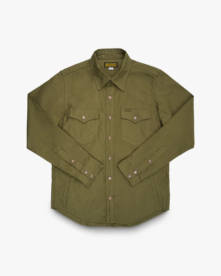Iron Heart IHSH-425 8oz Military Whipcord CPO Shirt - Olive