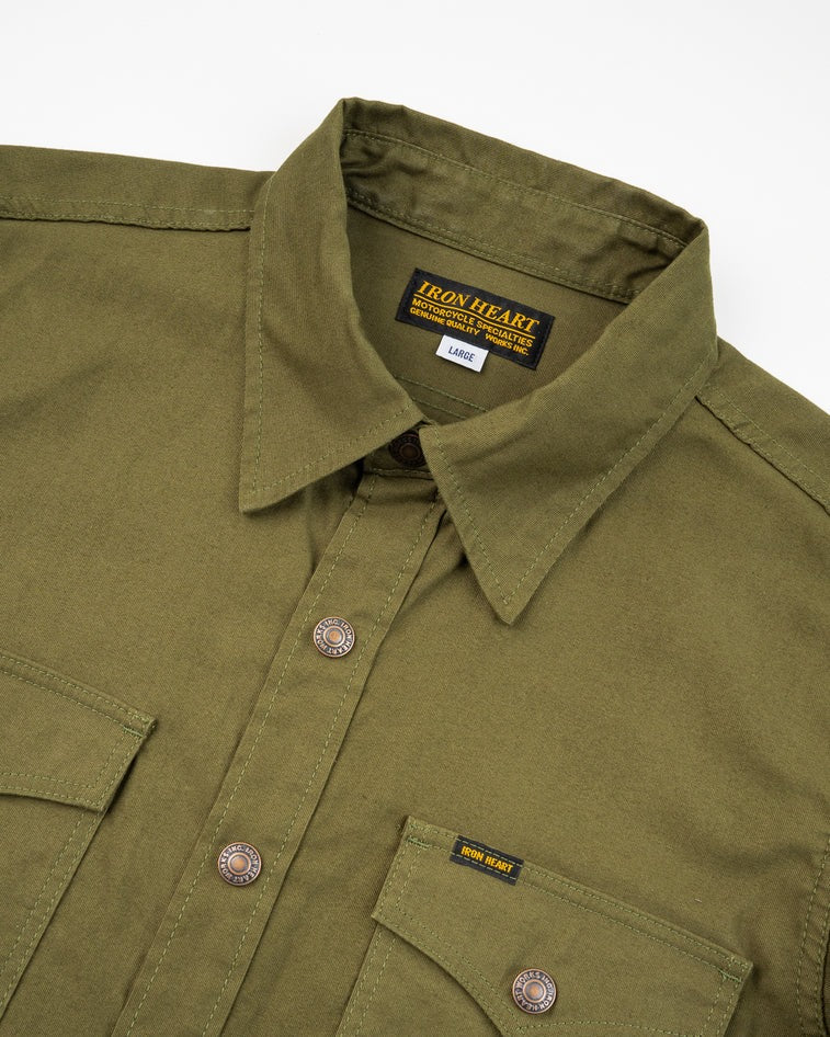 Iron Heart IHSH-425 8oz Military Whipcord CPO Shirt - Olive